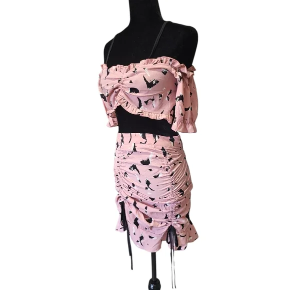 NWT Nasty Gal Leave Your Mark Crop Top And Ruched Skirt Set Size 2 - Picture 6 of 10